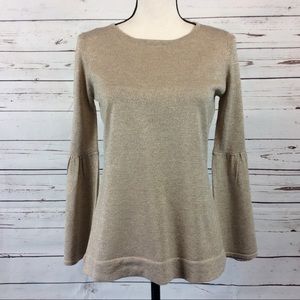Calvin Klein Metallic Gold Knit Top, Size XS